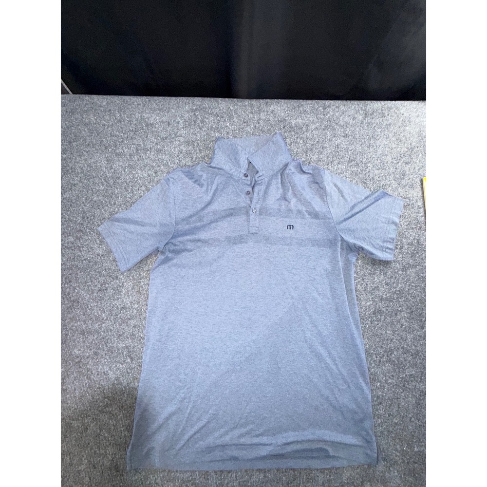 TravisMathew Mens Blue Heathered Short Sleeve Golf Polo Shirt Size Large